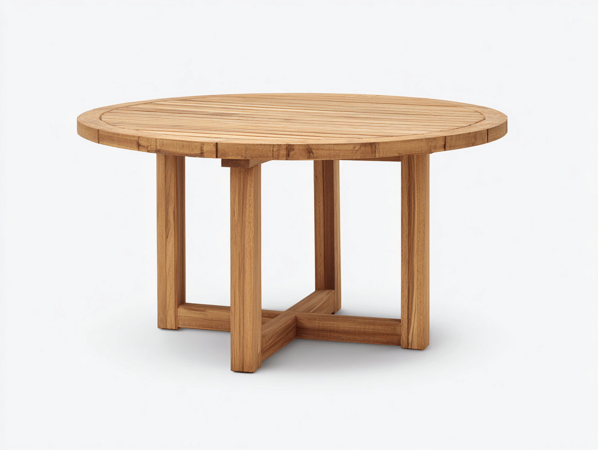 Table de jardin - bois de teck - 130x130x75 cm - naturel - style scandinave