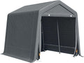 Outsunny tente de stockage jardin - Bâche polyéthylène gris foncé avec cadre métal - 2 portes zippées et protection UV - Abri vélo 280 x 240 x 240 cm