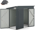 COSTWAY abri de jardin métal 2,6 m2 - Acier galvanisé gris foncé capacité 5,7 m3 - Porte avec serrure clé et loquet plus 2 aérations - Toit en pente 235 x 117 x 185 cm