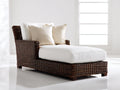 Bain de soleil - résine tressée-tissu-bois - 190x88x82 cm - Blanc-Marron - style naturel