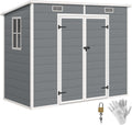Outsunny abri de jardin 2,54 m2 - Polypropylène gris renforcé aluminium avec fondation - Fenêtre portes verrouillables et 2 aérations - Dimensions 238 x 125 x 183 cm