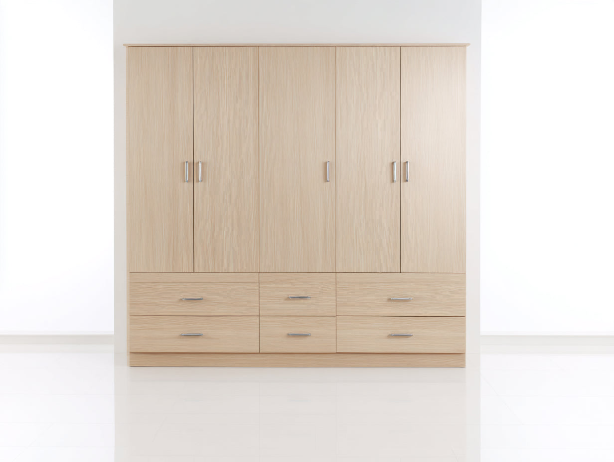 Armoire-panneaux de bois-176x55x188 cm-beige-moderne
