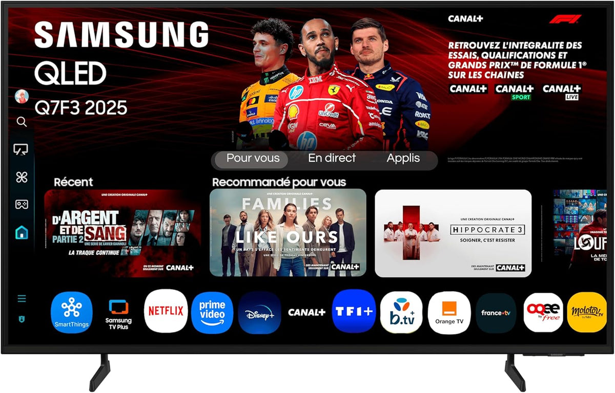 Samsung TV QLED 65Q7F3 AI Smart TV 65 pouces 4K - Téléviseur Quantum Dots avec Q4 AI Processor HDR Wi-Fi Bluetooth Gaming Hub