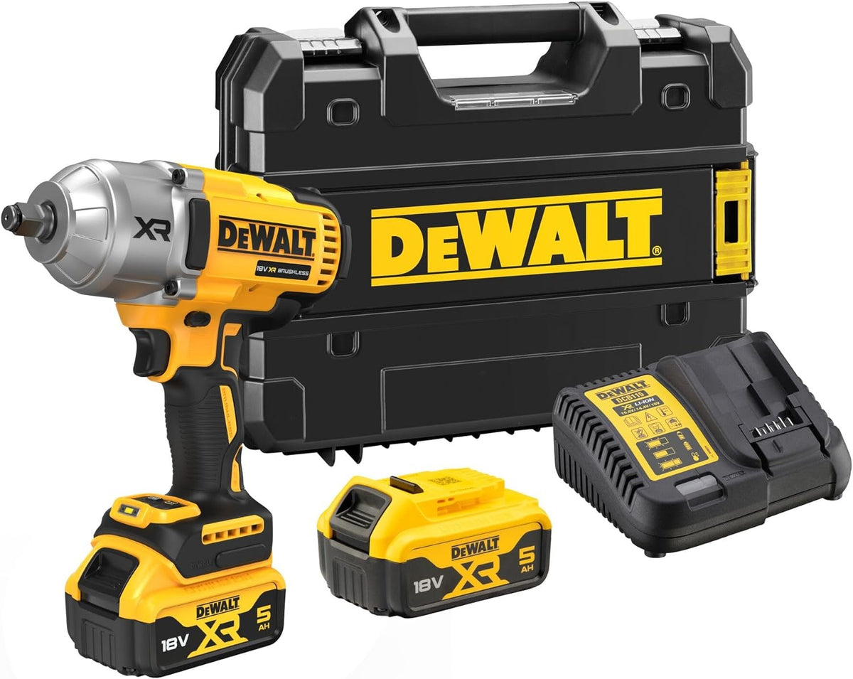 DeWalt DCF900P2T-QW boulonneuse à chocs XR 18 V Brushless - Couple maximal 1356 Nm - 3 vitesses avec mode précision - Entraînement carré 12,7 mm noir jaune