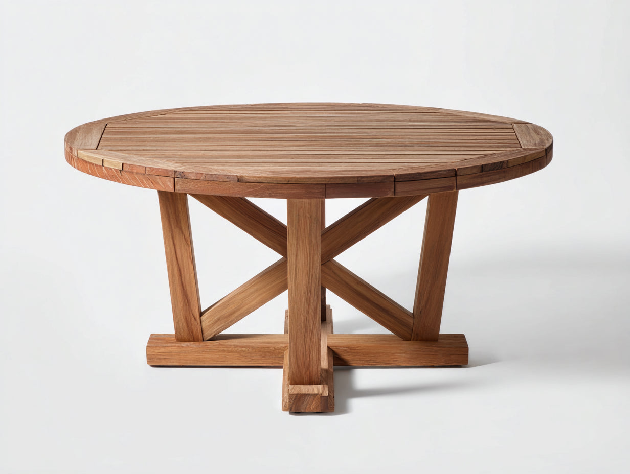 Table de jardin - bois d'acacia - 120x120x75 cm - brun naturel - style campagnard