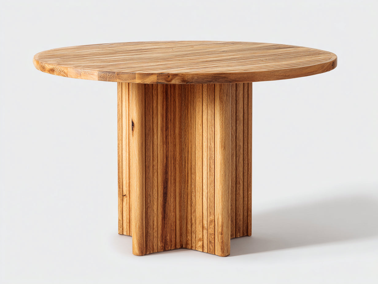 Table de jardin - bois de teck - 135x135x75 cm - brun naturel - style contemporain