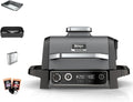 Ninja Woodfire OG701EU Barbecue électrique extérieur 7 en 1 - Grill fumoir air fryer et four - Acier inoxydable noir gris résistant aux intempéries