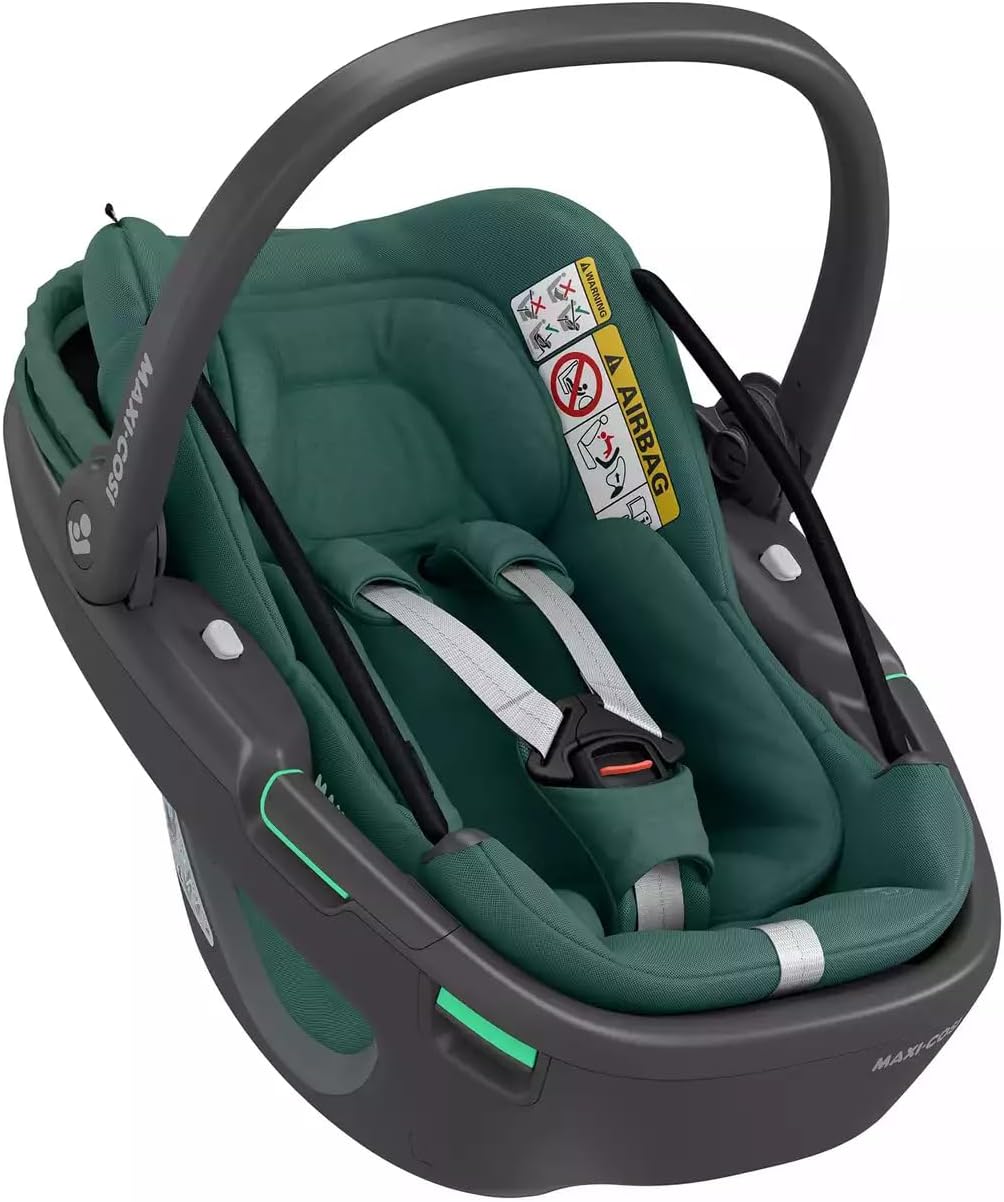 Maxi Cosi Coral 360 i-Size Siège Auto Bébé Pivotant - Nacelle Ultra Légère 0 à 12 Mois 40 à 75 cm - Rotation Une Main Protection G-CELL Essential Green
