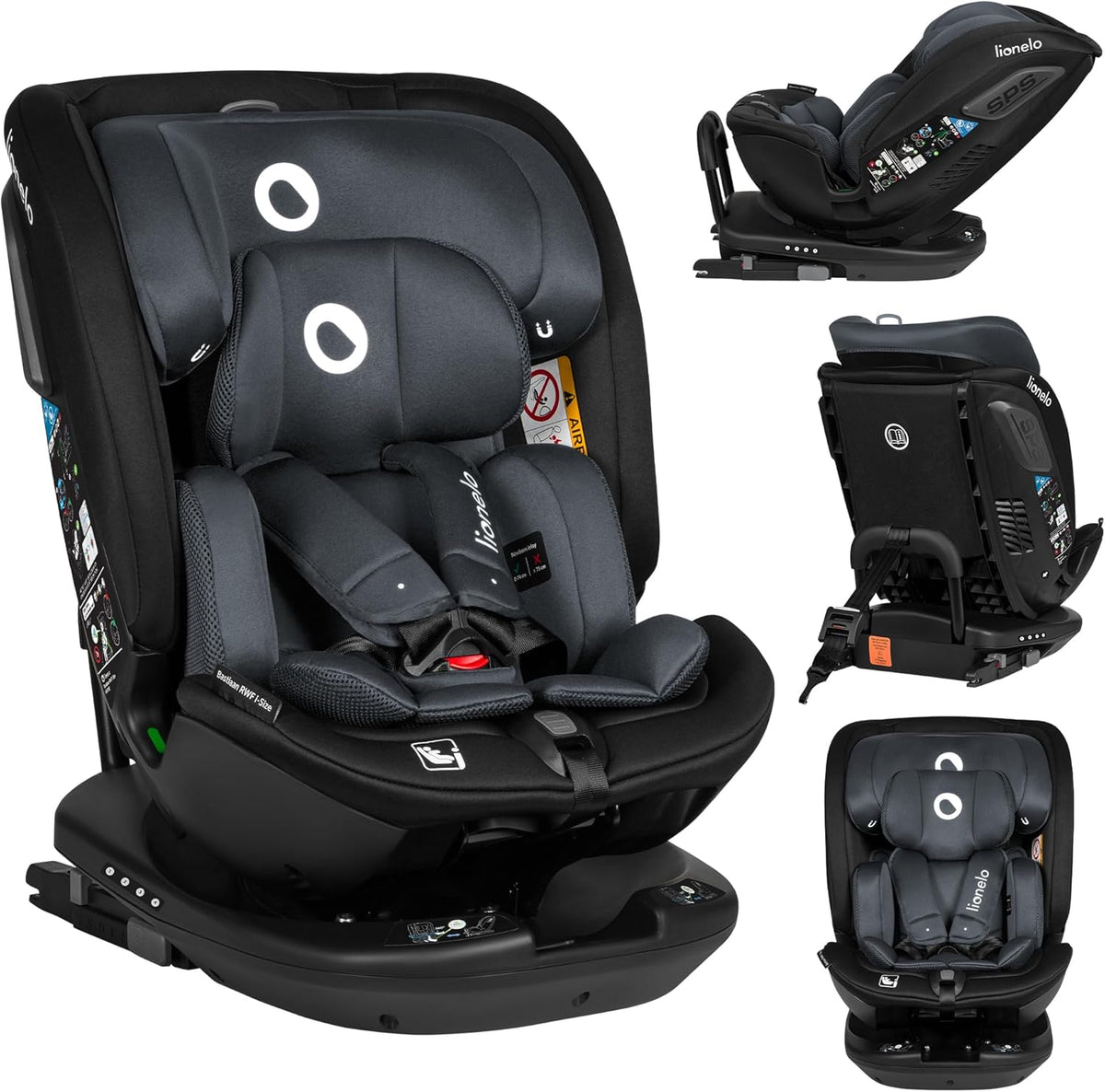 LIONELO Bastiaan RWF i-Size Siège Auto Pivotant 360° 0 à 36 kg - ISOFIX TopTether Face et Dos Route avec Harnais 5 Points
