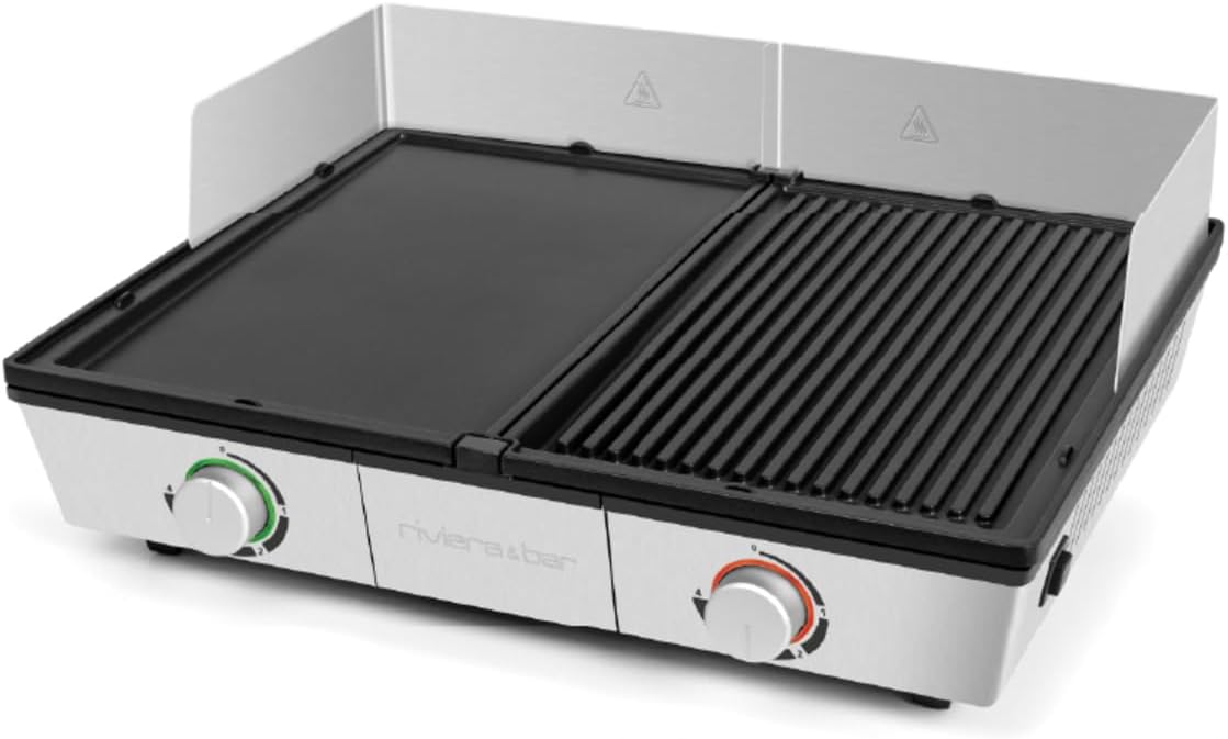 riviera&bar Plancha Grill professionnelle Bi Zone - Surface de cuisson 1910 cm² - Thermostats indépendants 2200 W inox