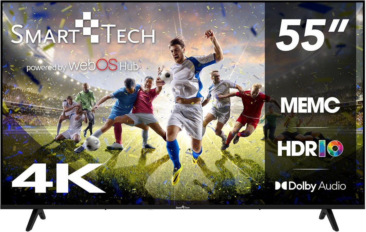 Smart Tech 55UW02K Smart TV 55 pouces webOS - Écran LED 4K UHD 139 cm avec MEMC - Dolby Audio Molotov Netflix Prime Video Disney Plus - 3 HDMI 2 USB Wi-Fi Ethernet