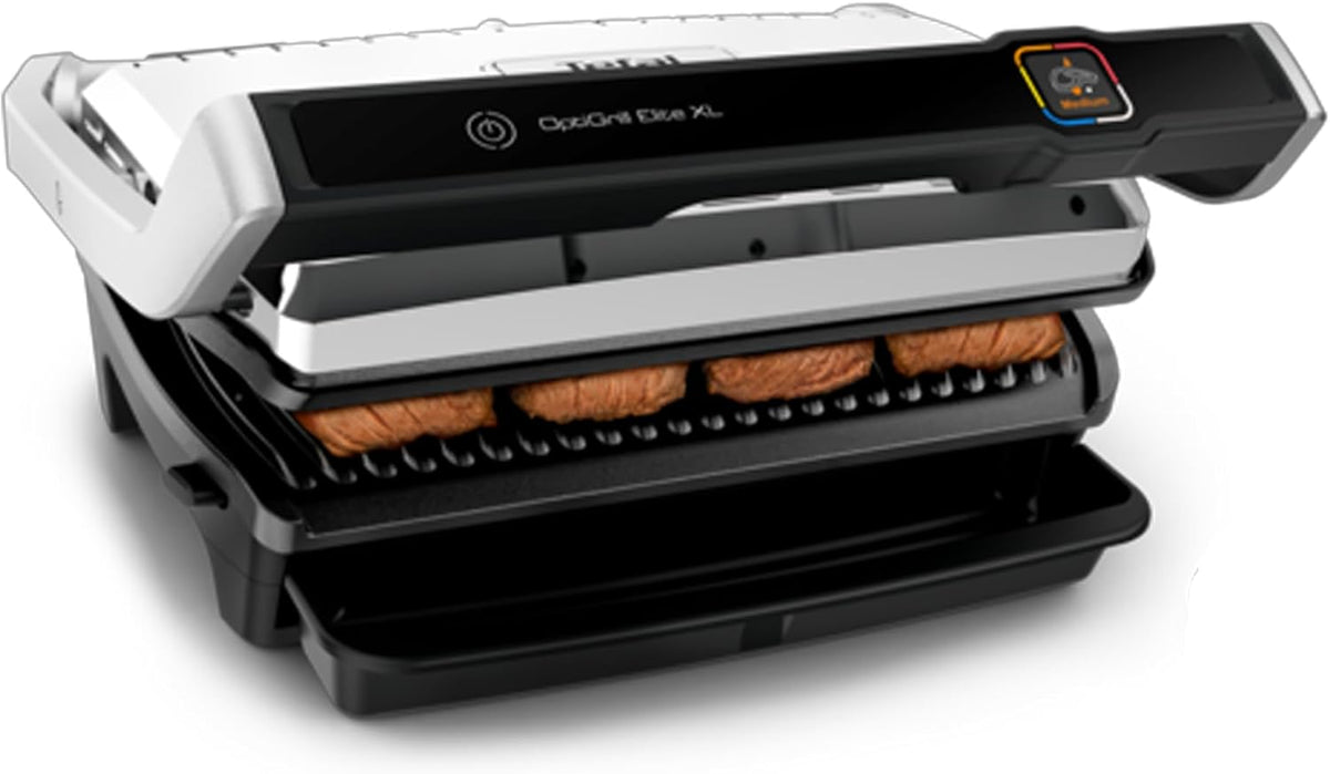 Tefal OptiGrill Elite XL GC760D12 grill intelligent - 16 programmes et mode manuel pour 8 personnes - Fonction marquage et format XL - Grill électrique intérieur gris 44 x 34,3 x 18 cm