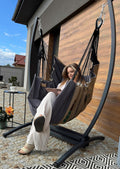 Izabell fauteuil suspendu avec structure acier - Chaise hamac XXL avec grand coussin - Siège balançoire intérieur extérieur gris
