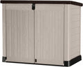 KETER SIO Pro abri horizontal pour poubelles 1200 litres - Coffre de rangement extérieur beige en polypropylène - Design imitation bois