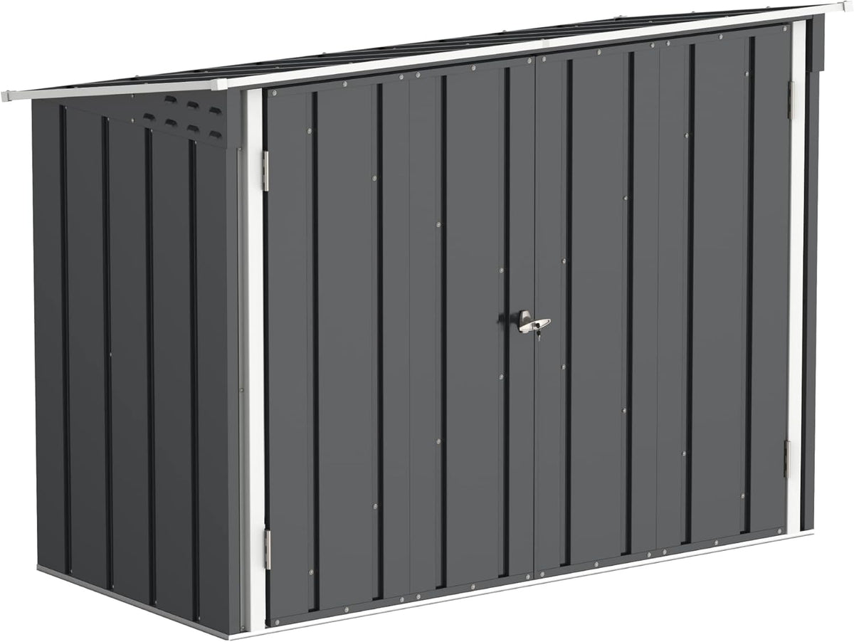 Duramax abri à vélos pour 2 vélos - Métal gris avec acier galvanisé - Doubles portes verrouillables pleine largeur - Rangement extérieur dimensions 203 x 101 x 146 cm