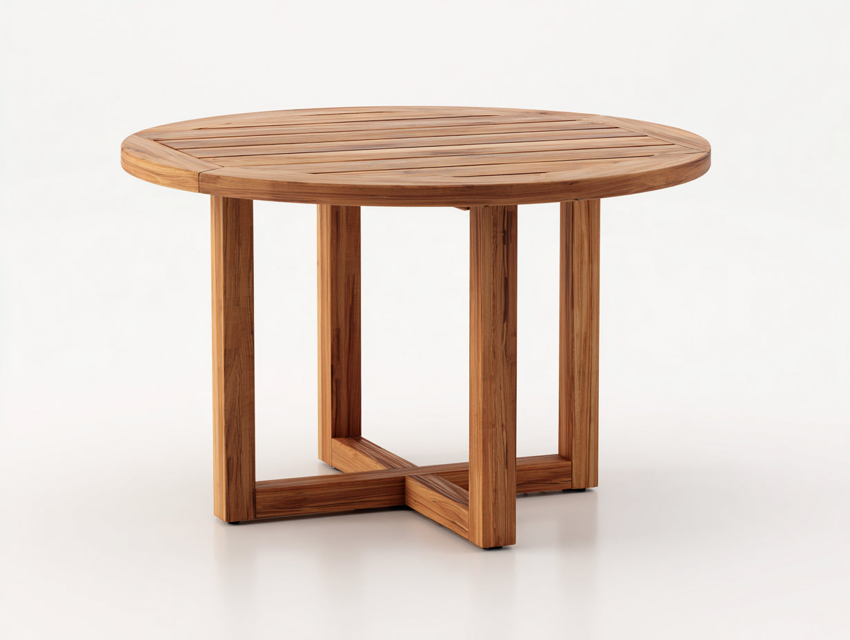 Table de jardin - bois de teck - 115x115x75 cm - brun naturel - style scandinave