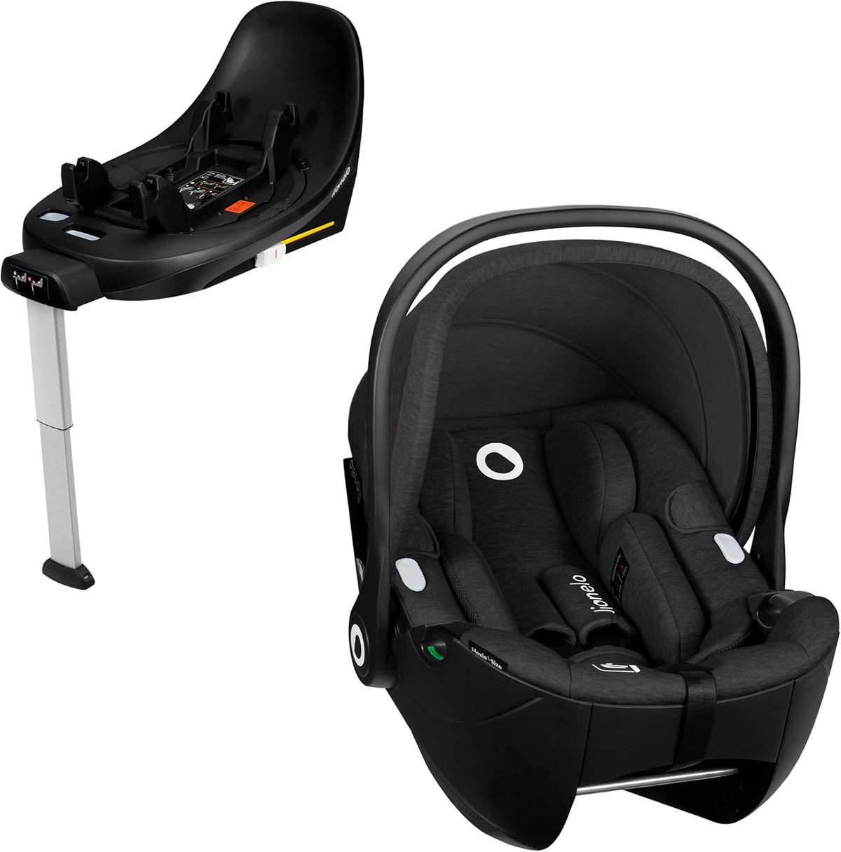 Lionelo Moxie i-Size Set siège auto bébé avec base - Pour enfants de 40 à 87 cm jusqu'à 13 kg - ISOFIX avec pied de support et protection latérale - Noir insert Dri-Seat