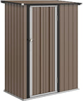 Outsunny abri de jardin métal 1 m² - Cabanon rangement outils marron - Porte verrouillable acier galvanisé étanche