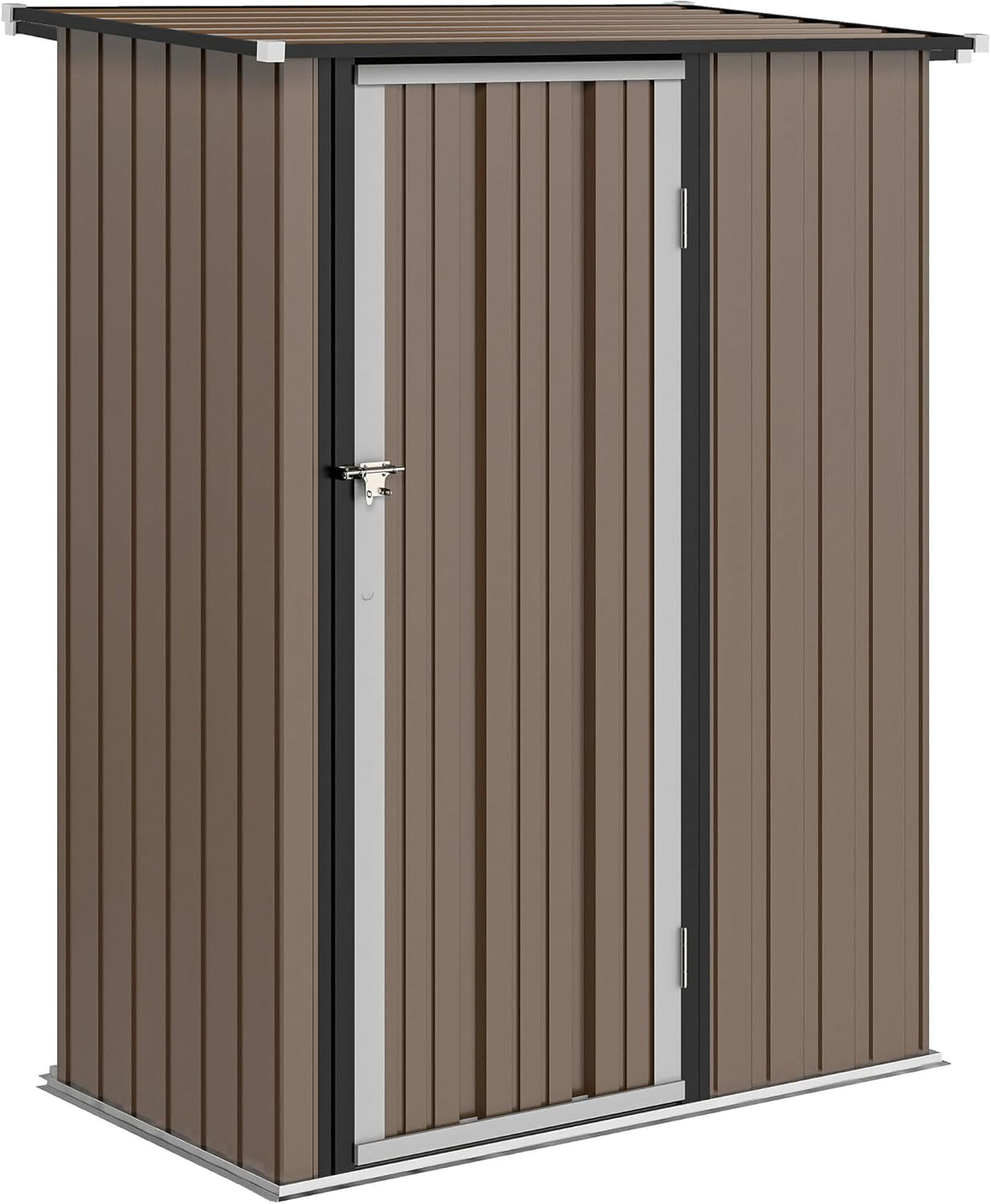 Outsunny abri de jardin métal 1 m² - Cabanon rangement outils marron - Porte verrouillable acier galvanisé étanche