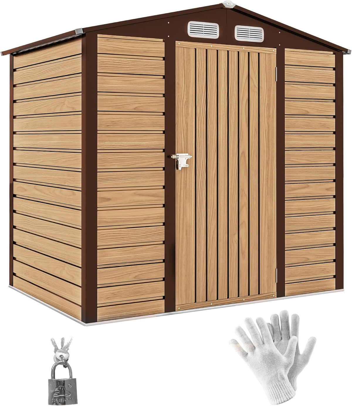 Outsunny abri de jardin métal 2,27 m2 - Acier galvanisé avec toiture à 2 pans - Aérations cadenas et gants inclus - Dimensions 190 x 131 x 188 cm