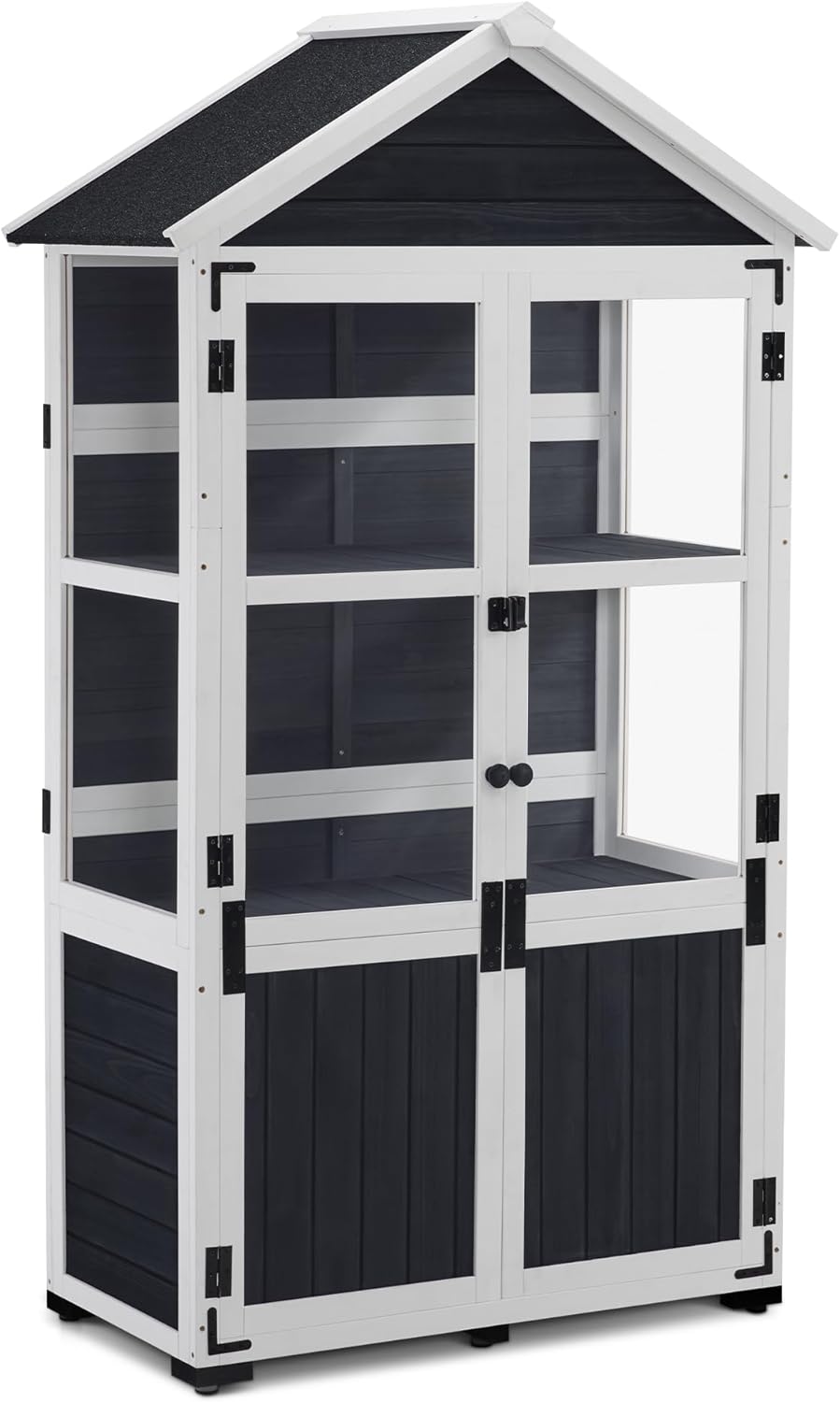 M MCombo 0111 petit abri de jardin en bois - Sapin gris anthracite avec toit en asphalte - Structure hydrofuge pour balcon et terrasse - Dimensions 100 x 53 x 178 cm