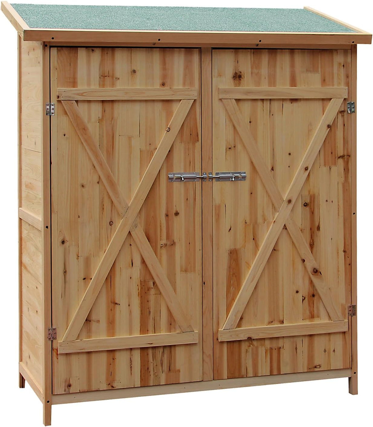 Wiltec abri de jardin XXL bois 138 x 65,5 x 160 cm - Cabane rangement outils avec toit bitume et deux portes - Remise extérieure marron