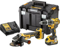 DeWalt DCK2080P2T-QW kit 2 outils XR 18 V Brushless - Perceuse percussion DCD796 et meuleuse 125 mm DCG405 - 2 batteries 5 Ah lithium-ion - Couple 70 Nm