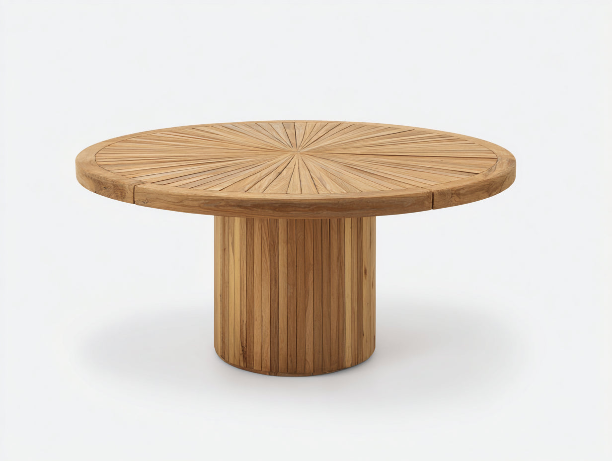 Table de jardin - bois de teck - 150x150x76 cm - brun naturel - style contemporain