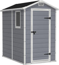 Keter Manor 46 abri de jardin 2,2 m2 - Polypropylène gris imitation bois - Structure plastique imperméable pour rangement - Dimensions 192 x 130 x 198 cm