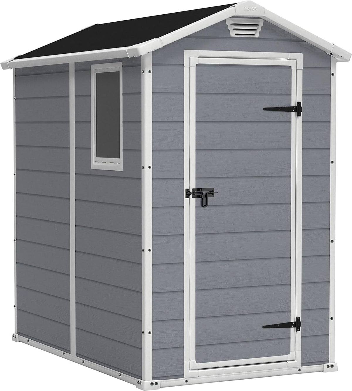 Keter Manor 46 abri de jardin 2,2 m2 - Polypropylène gris imitation bois - Structure plastique imperméable pour rangement - Dimensions 192 x 130 x 198 cm