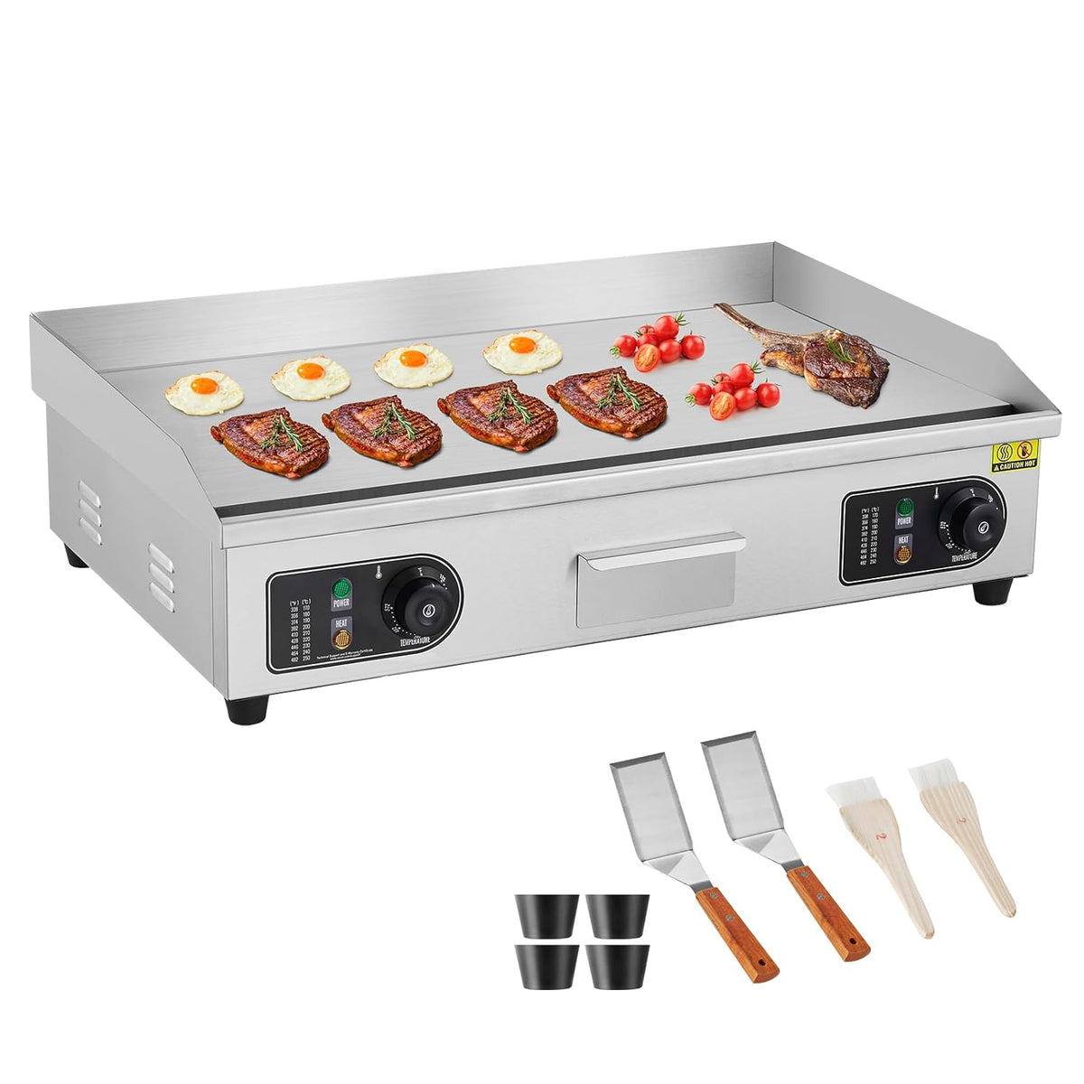 VEVOR Plancha électrique professionnelle 4400 W - Plaque de cuisson inox réglable 50 à 300°C - Grill pour restaurant snack bar barbecue