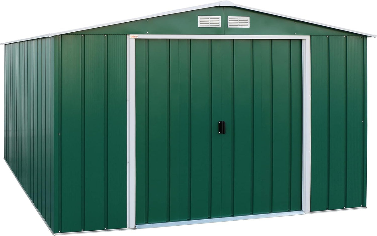 Duramax ECO abri de jardin métal galvanisé vert - Cabane rangement extérieur avec toit renforcé - Structure robuste pour jardin