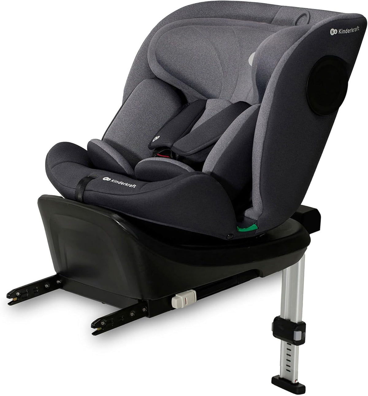 Kinderkraft I-360 i-Size siège auto 40 à 150 cm - Rotation 360 degrés et fixation ISOFIX - Dos et face à la route avec protections latérales - Gris harnais 5 points jusqu'à 36 kg