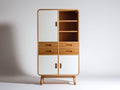 Bibliothèque - bois - 96x38x174 cm - chêne clair-blanc - contemporain