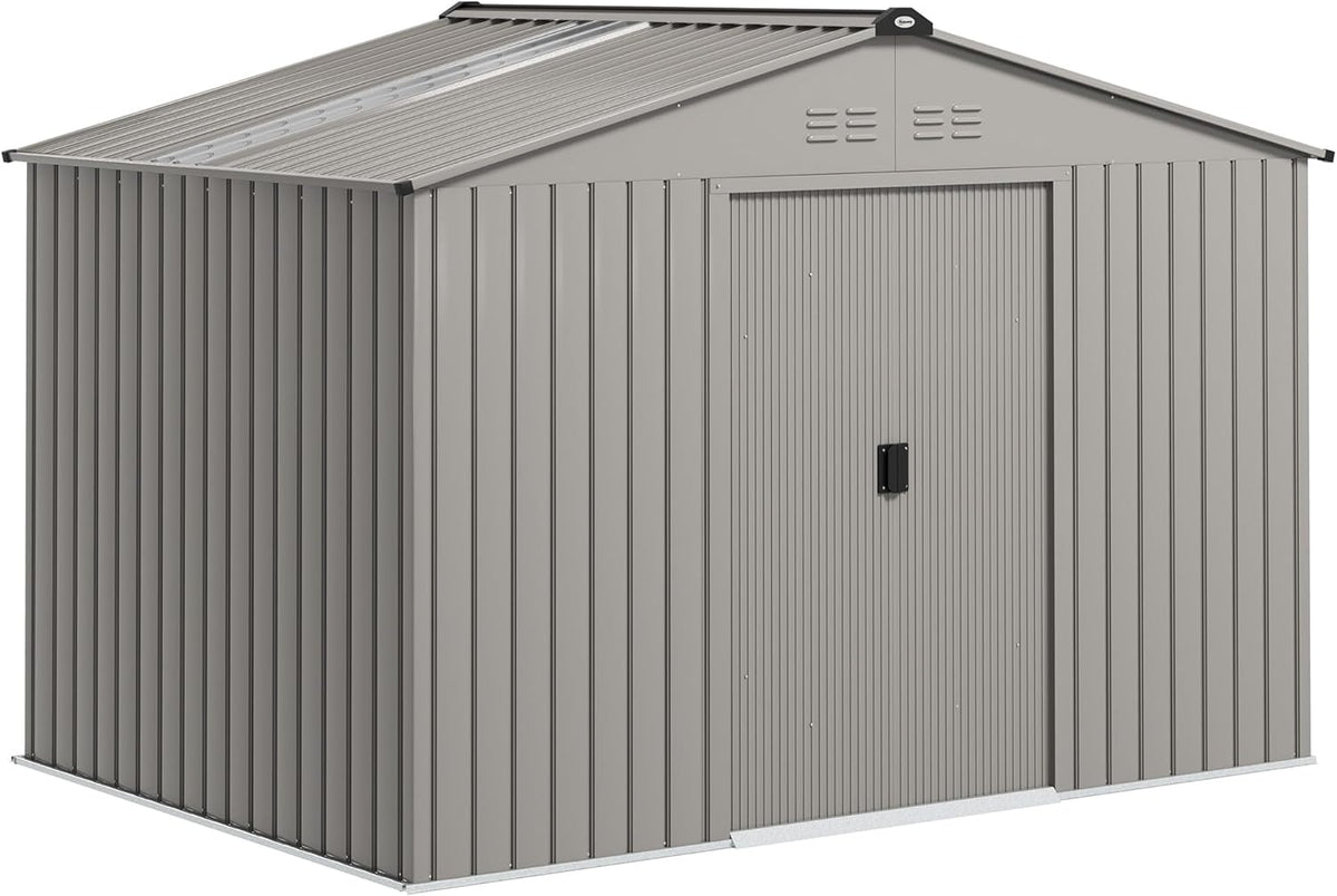 Outsunny abri de jardin acier galvanisé XXL 5,4 m² - Cabane rangement outils avec fondation - Toit fibre de verre et portes coulissantes