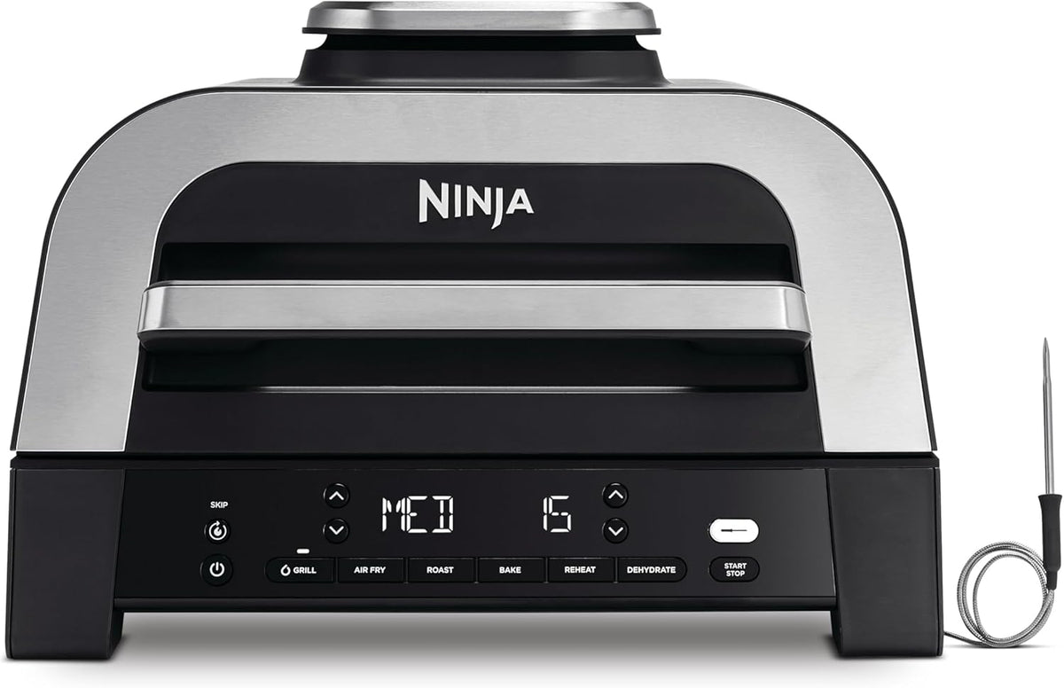 Ninja MAX 6 en 1 Grill électrique intérieur et friteuse sans huile - Capacité 3,8 L - 6 modes de cuisson avec thermomètre numérique DG551EU