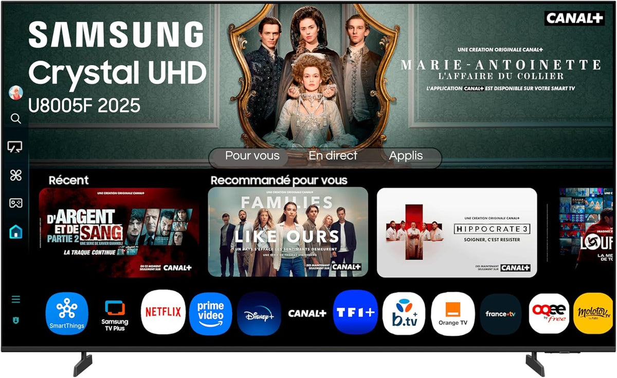 Samsung TV Crystal UHD 55U8075F Smart TV 55 pouces 4K - Téléviseur LED avec Crystal Processor 4K HDR Bluetooth Wi-Fi et Gaming Hub