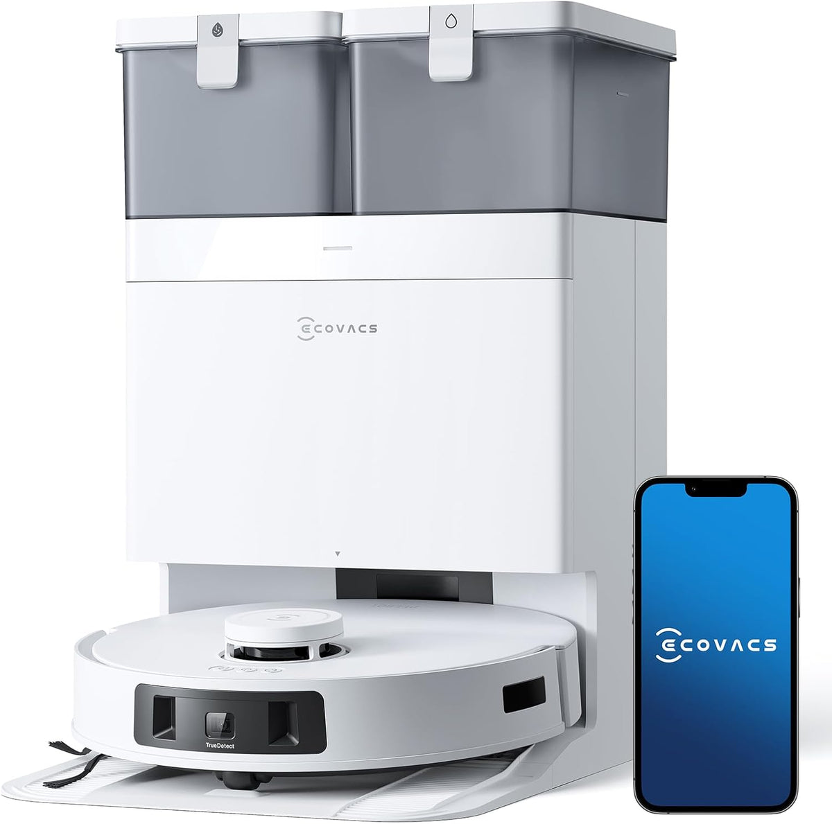 ECOVACS DEEBOT T30C Pro Omni robot aspirateur laveur - Aspiration 12800 Pa et ZeroTangle 2.0 - TruEdge vidange automatique séchage 45 degrés - Assistant YIKO autonomie 200 min