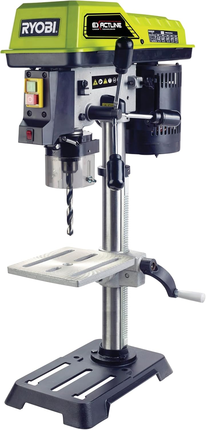 RYOBI RDP102L perceuse à colonne filaire - Puissance 390 W avec 5 vitesses jusqu'à 2430 tr par minute - Mandrin 13 mm et pointeur laser - Colonne fonte hauteur réglable