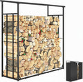 Outsunny abri bûches métal noir - Range bois de chauffage avec housse imperméable - Toit polycarbonate 185 x 62 x 184 cm