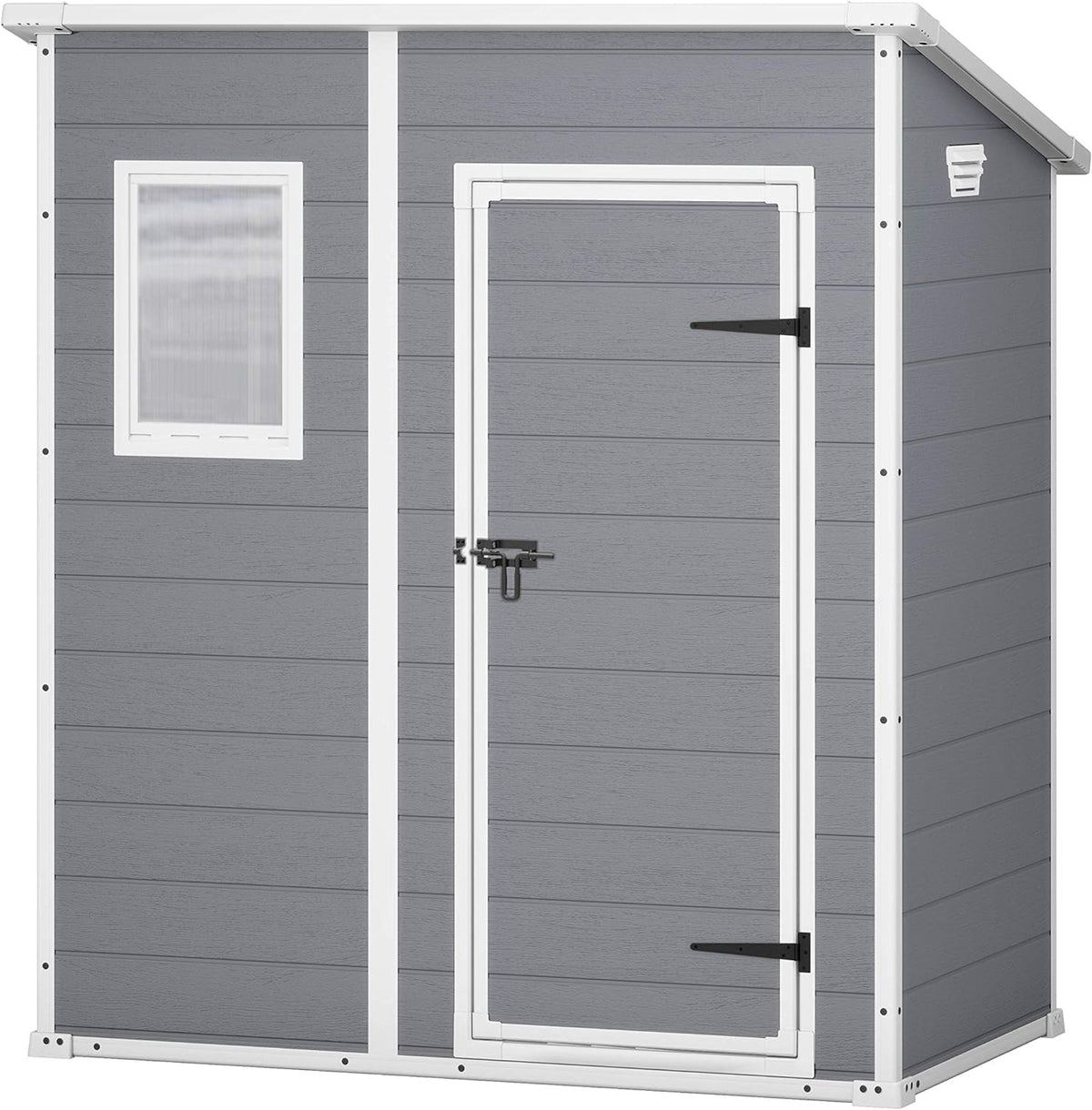 KETER Manor 64 abri de jardin résine monopente 1,8 m² - Cabane extérieure grise étanche - Rangement jardin compact polypropylène