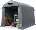 EVER ADVANCED abri de jardin tente stockage 9,8 m³ - Garage vélo extérieur gris imperméable - Structure acier allié avec couverture polyester