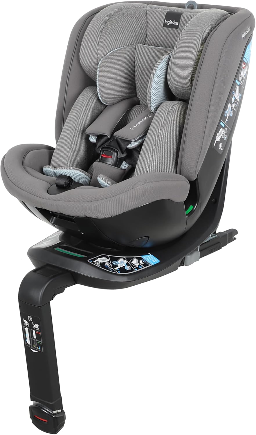 Inglesina Halley Pro Siège Auto Pivotant 360° ISOFIX - Siège Évolutif 0 à 12 Ans 40 à 150 cm - Inclinable Respirant ECE R129/03 Noir