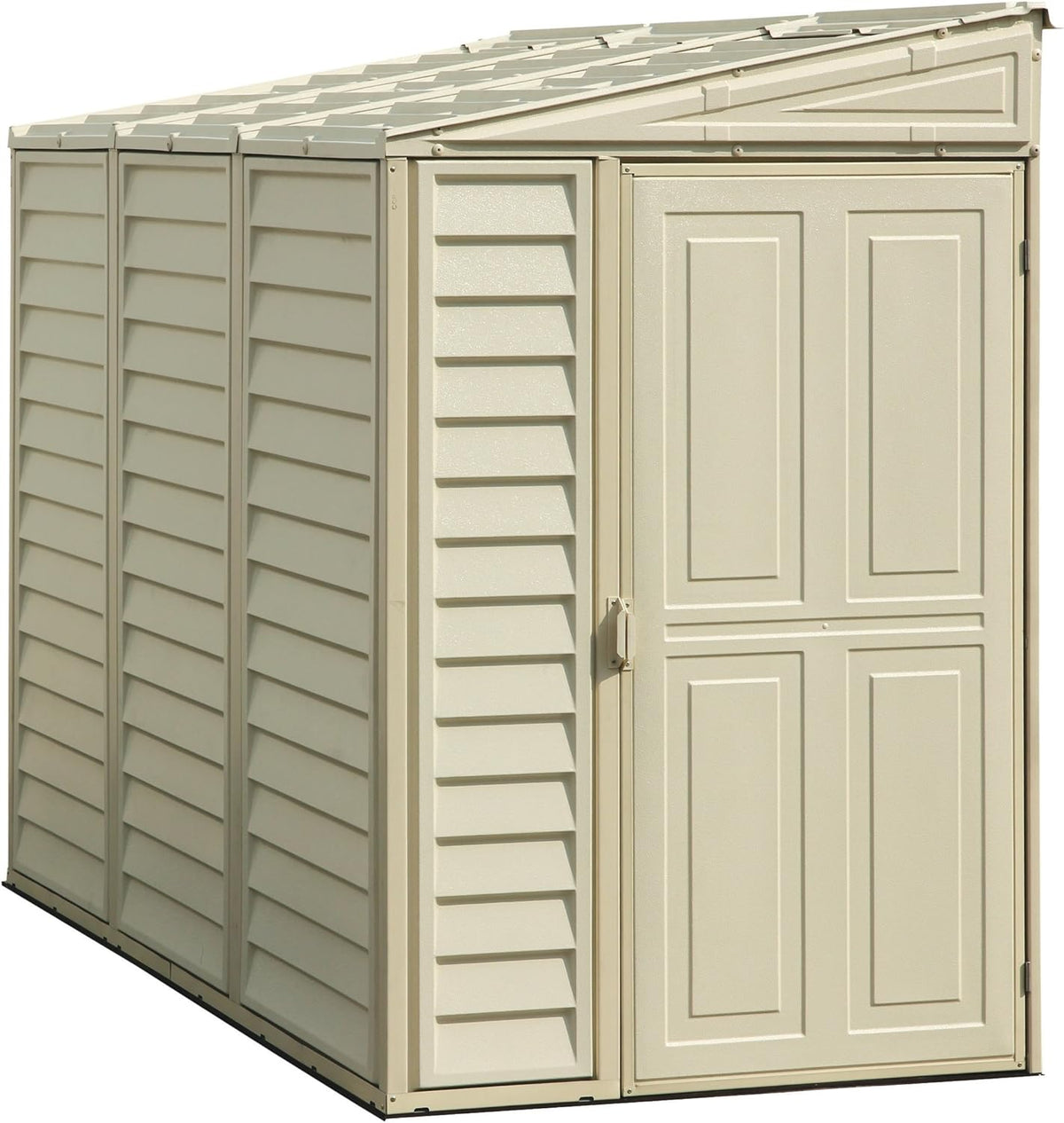 Duramax SideMate 4 x 8 abri de jardin plastique 2,91 m² - Rangement extérieur vinyle ivoire - Kit fondation métal et porte réversible