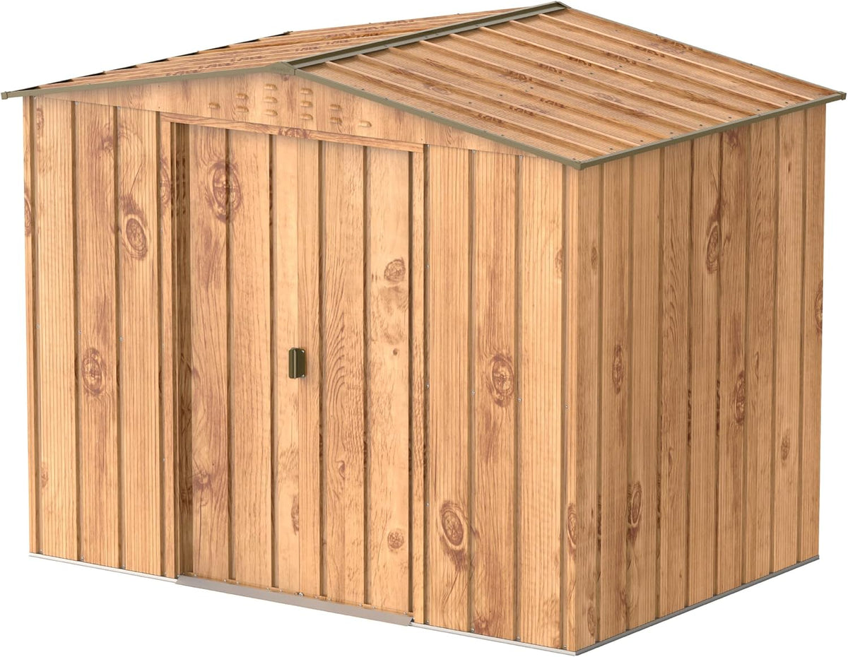 Duramax TOP Shed 8 x 6 abri de jardin métal 4,37 m2 - Acier galvanisé finition grain de bois - Structure de toit renforcée sans entretien - Résistant aux intempéries 262 x 173 x 204 cm