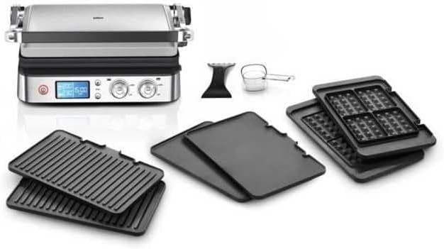Braun MultiGrill 9 CG 9047 Grill électrique panini - Plaques grill cuisson et gaufres - Deux thermostats indépendants 2000 W noir inox