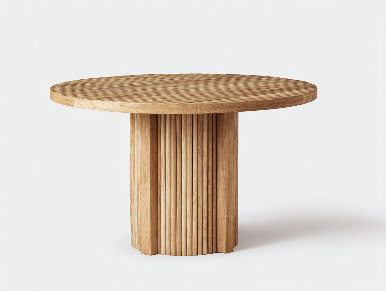 Table de jardin - bois de chêne - 120x120x75 cm - chêne clair - style moderne