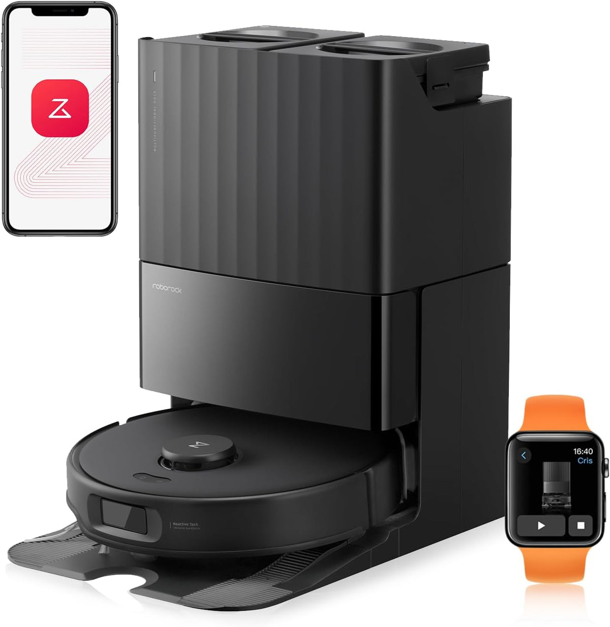 Roborock Qrevo Edge S5A Robot Aspirateur Laveur - Aspiration 18500 Pa avec Double Anti Enchevêtrement - Brosse DuoDivide Serpillière FlexiArm et Lavage Eau Chaude