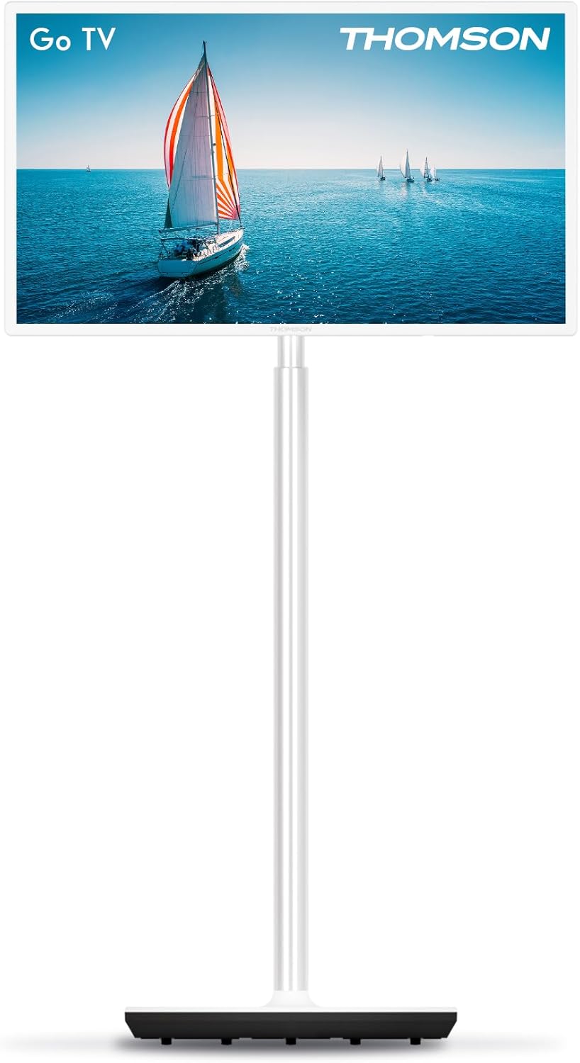 THOMSON Go TV téléviseur portable 32 pouces Android TV - Écran LCD HD Ready 1366 x 768 et 60 Hz - Wi-Fi Bluetooth 5.1 Chromecast commande vocale - Autonomie jusqu'à 4 heures