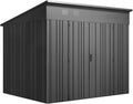 Hoggar Pioneer Y70 abri de jardin métal 5,66 m2 - Structure autoportante anthracite avec piliers en V - Portes renforcées et serrure à clé - Dimensions 256 x 221 x 215 cm